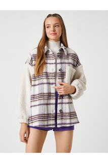 Куртка-рубашка Lumberjack на пуговицах оверсайз с детальным карманом Koton, фиолетовый