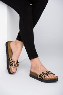 Леопардовые женские тапочки Fox Shoes, коричневый