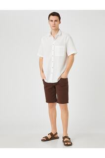 Летняя рубашка с коротким рукавом и классическим воротником с карманом Koton, экрю