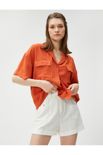 Рубашка с коротким рукавом и карманами Koton, оранжевый