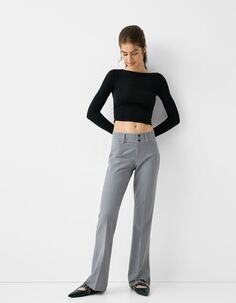 Расклешенные элегантные брюки Bershka, серый