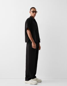 Элегантные широкие брюки-джоггеры Bershka, черный