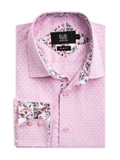 Рубашка узкого кроя из жаккардового горошка Elie Balleh, розовый