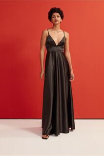 Атласное платье премиум-класса VATKALI, черный