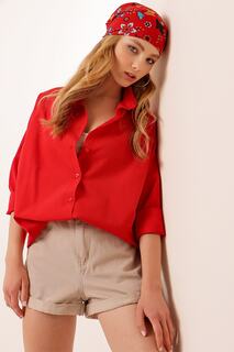 Женская базовая рубашка оверсайз P21s110-5260 Pattaya, красный