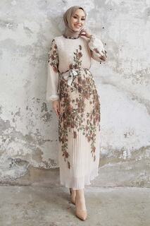 Плиссированное Шифоновое Платье Rosie Rose С Узором - Коричневый InStyle, разноцветный