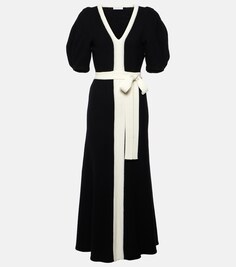 Шерстяное платье миди lilias с объемными рукавами Gabriela Hearst, черный