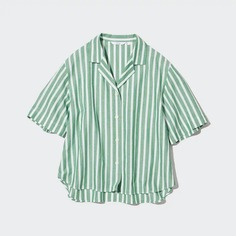 Рубашка Uniqlo Linen Blend Short Sleeve, зеленый