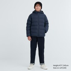 Детская теплая стеганая куртка с капюшоном Uniqlo, темно-синий