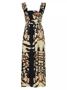 Платье миди Marena с абстрактным принтом Atelier 17.56, цвет brown black