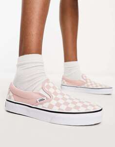 Кроссовки без шнуровки Vans Classic Slip On в шахматном розовом цвете