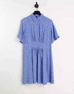Синее платье-рубашка с рукавами-кимоно и цветочным принтом Y.A.S