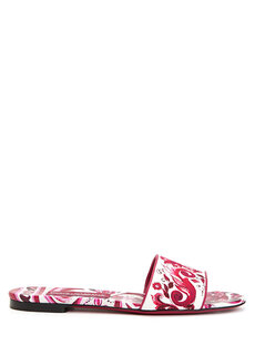Женские парусиновые тапочки с узором майолика, фуксия Dolce&amp;Gabbana