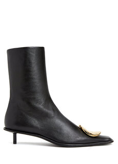 Черные женские кожаные ботинки Jil Sander