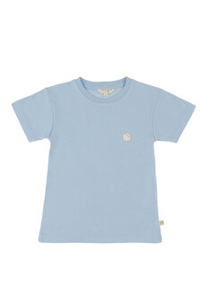 Синяя футболка для девочек с круглым вырезом и логотипом Little Gusto
