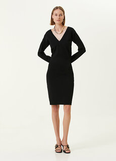 Черное платье-миди с v-образным вырезом Stella McCartney