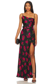 Платье NICHOLAS Belira Cowl Neck Gown, цвет Magenta Rose Print