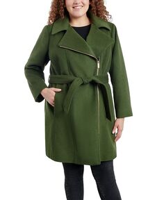 Женское асимметричное пальто с запахом и поясом больших размеров больших размеров Michael Kors, зеленый