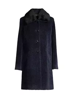 Пальто Toscana с дубленочным воротником Sofia Cashmere, темно-синий