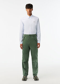 Мужские брюки прямого кроя цвета хаки Lacoste