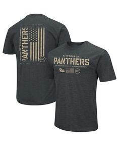 Мужская футболка с рисунком Black Pitt Panthers OHT в стиле милитари 2.0 Colosseum, серебро