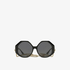 Солнцезащитные очки VE4395 в круглой оправе из ацетата ацетата Versace, черный