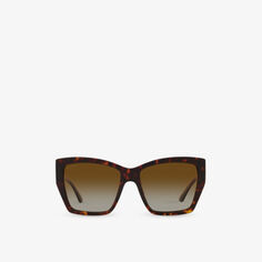 Солнцезащитные очки BV8260 в квадратной оправе из ацетата черепахового цвета Bvlgari, коричневый