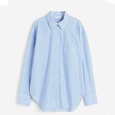 Рубашка H&amp;M Oversized Poplin, голубой/белый H&M