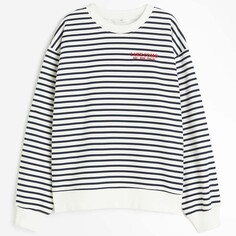 Свитшот H&amp;M Striped Crew-neck, белый/синий H&M