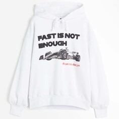 Худи H&amp;M Formula 1 Printed Oversized, белый H&M