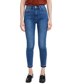 Джинсы 7 For All Mankind, High-Waisted Ankle Skinny w/ Let Down Hem in Harbor