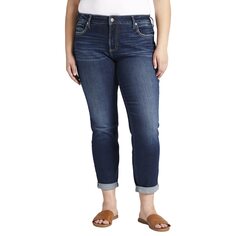 Джинсы Silver Jeans Co., Plus Size Boyfriend Mid-Rise Slim Leg Jeans W27101EAE363