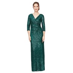 Платье Alex Evenings, Long Sequin Column Dress with Knot Front Detail