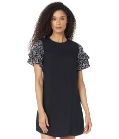 Платье CeCe, Tiered Ruffle Sleeve Dress w/ Printed Sleeve