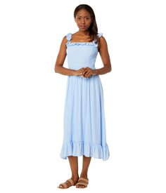 Платье Donna Morgan, Ruffle Neck Smocked Midi Dress