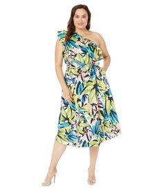 Платье Donna Morgan, Plus Size One Shoulder Midi with Ruffle