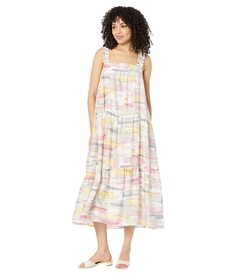 Платье MOON RIVER, Woven Printed Maxi with Asymmetrical Tiers