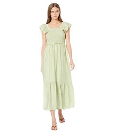 Платье MOON RIVER, Flutter Sleeve Smocked Midi Dress