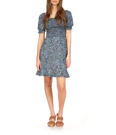 Платье MICHAEL Michael Kors, Paisley Smocked Mini Short Sleeve Dress