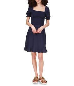 Платье MICHAEL Michael Kors, Smocked Mini Short Sleeve Dress