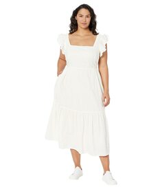 Платье Madewell, Plus Ruffle-Strap Tiered Midi Dress in Textural Stripe