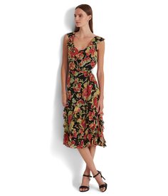 Платье LAUREN Ralph Lauren, Floral Crinkle Georgette Dress