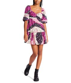 Платье Betsey Johnson, Vintage Patchwork Printed Rayon Challis Babydoll