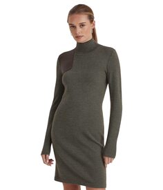 Платье LAUREN Ralph Lauren, Faux Leather Trim Merino Wool Sweaterdress