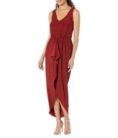 Платье Calvin Klein, V-Neck Glitter Knit Gown with Ruched Front