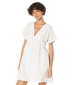 Платье Madewell, Linen-Blend V-Neck Dolman-Sleeve Mini Dress in Stripe