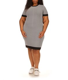 Платье MICHAEL Michael Kors, Plus Size Block Mini Short Sleeve Dress