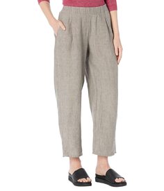 Брюки Eileen Fisher, Straight Leg Ankle Pleated Pants in Washed Organic Linen Delave