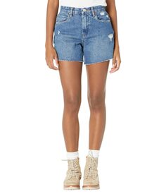 Шорты Blank NYC, Indigo Blue Five-Pocket Cutoffs Mom Shorts with Small Rips in Second Round