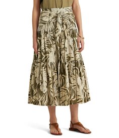 Юбка LAUREN Ralph Lauren, Palm Leaf–Print Cotton Voile Skirt